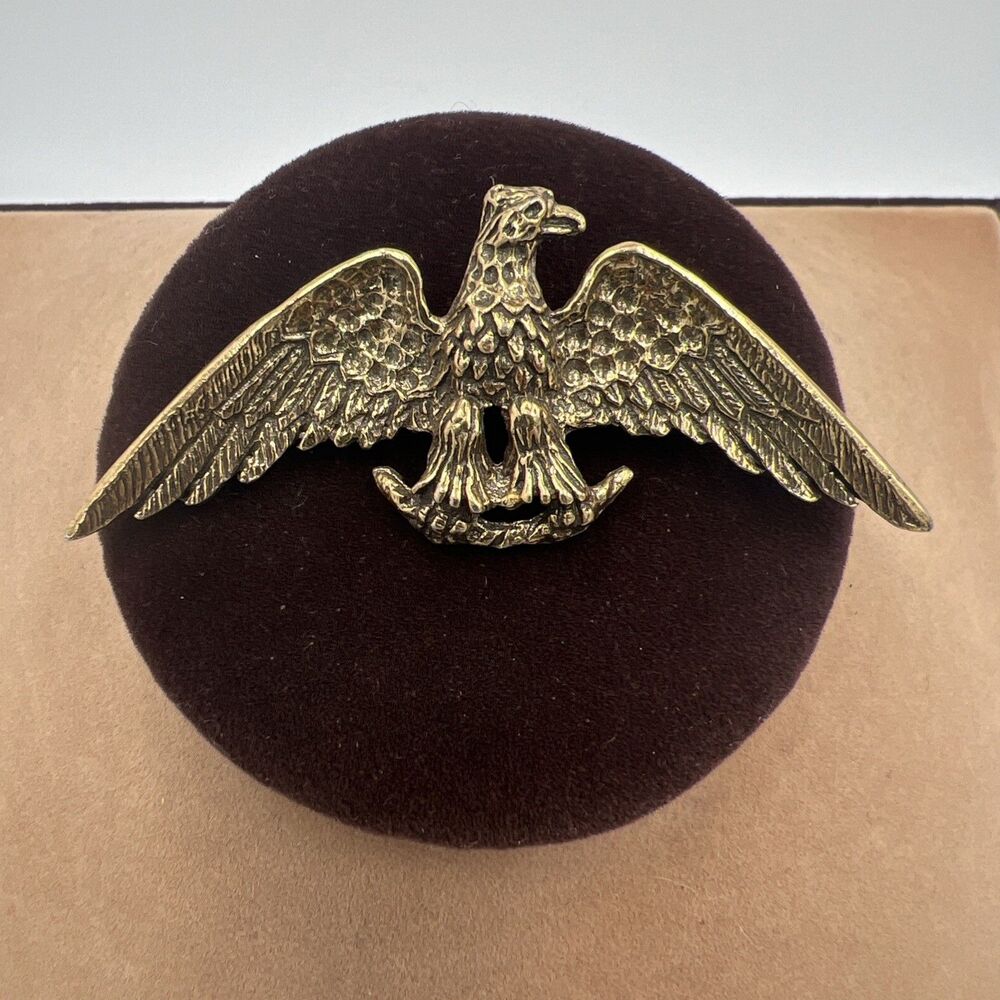 Vintage Zentall Antiqued Gold Tone Figural Eagle Brooch Pin